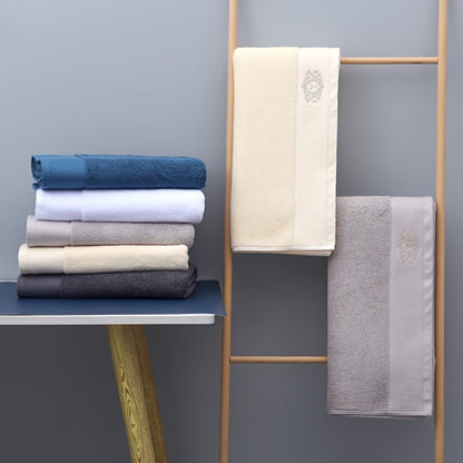 Three-Piece Towel Set with Two Hand Towels and One Bath Towel in Four Embroidered Color Options