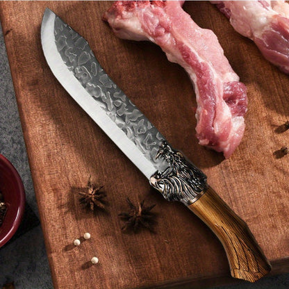 Multi-Piece Kitchen Knife Set with Stainless Steel Labels in Black Three-Piece or Brown Seven-Piece Options