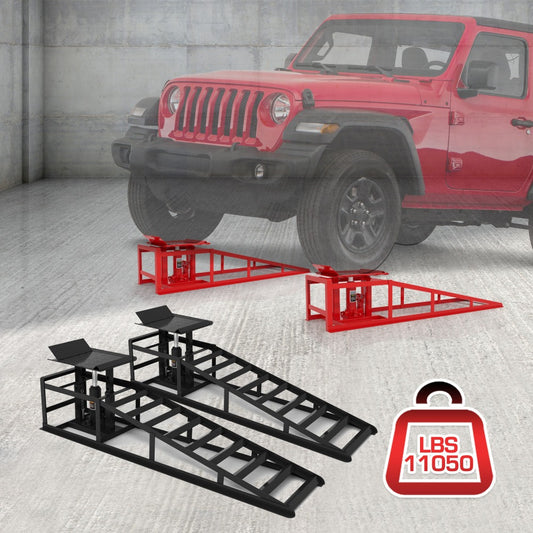 Hydraulic Car Ramps 2-Pack 11050 LBS 5T - Heavy Duty Iron Vehicle Lift Ramp 9"-14.2" for Oil Changes, Jack Support & Auto Maintenance