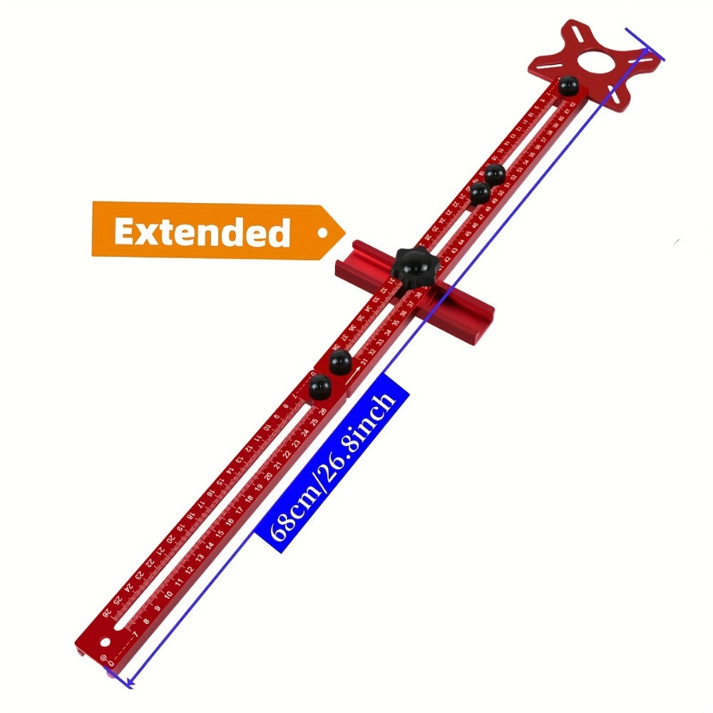 Router Circle Cutting Jig with Adjustable Red Guide Rail for Woodworking Routers and Circular Cutting Projects
