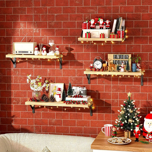 Floating Shelves Wall Mounted 4-Pack – Decorative Wall Shelves for Bedroom, Living Room, Bathroom & Plants, Home Storage Display Shelf for Books, Decor & Accessories, 4 Color Options