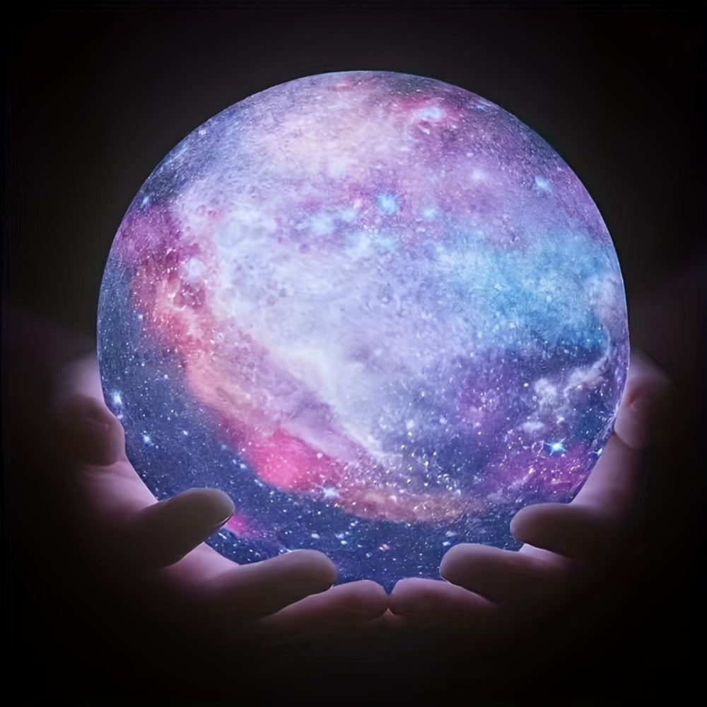 3D Moon LED Night Light, 16-Inch Sphere with 16 Colors, Remote Control, USB Power and Solid Wood Stand for Bedroom Decor