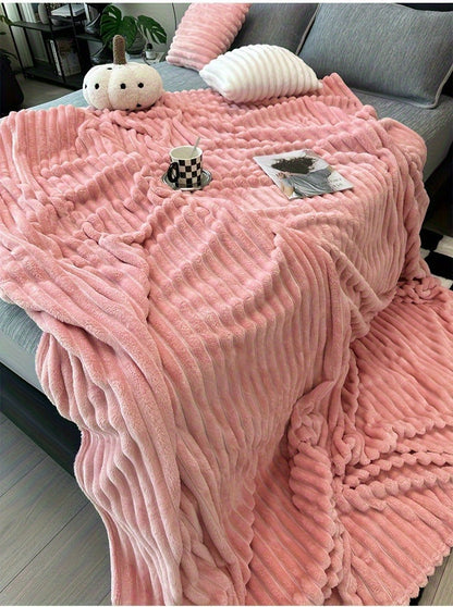 Channel-Textured Throw Blanket in Seven Colors and Four Displayed Size Options from 50 x 60 to 108 x 90 Inches