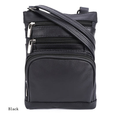 Genuine Leather Shoulder Bag for Women Men Soft First-Layer Cowhide Crossbody Bag Multi-Pocket Messenger Bag 3 Sizes Fits Smartphone Tablet Daily Work Travel – Black Red Brown Navy