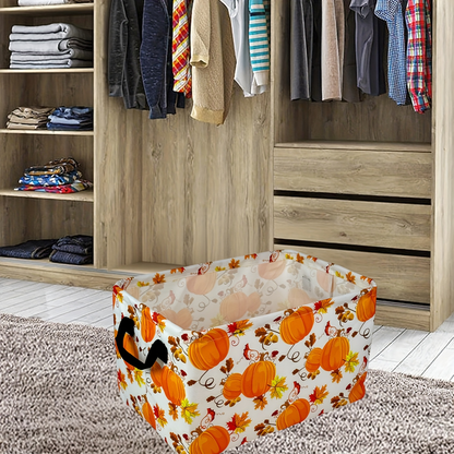 Collapsible Storage Basket with Handles Cute Cartoon Print Canvas Bin Box for Clothes Books Toys Shelves Laundry Bedroom Nursery Organizer Cube Gift Basket