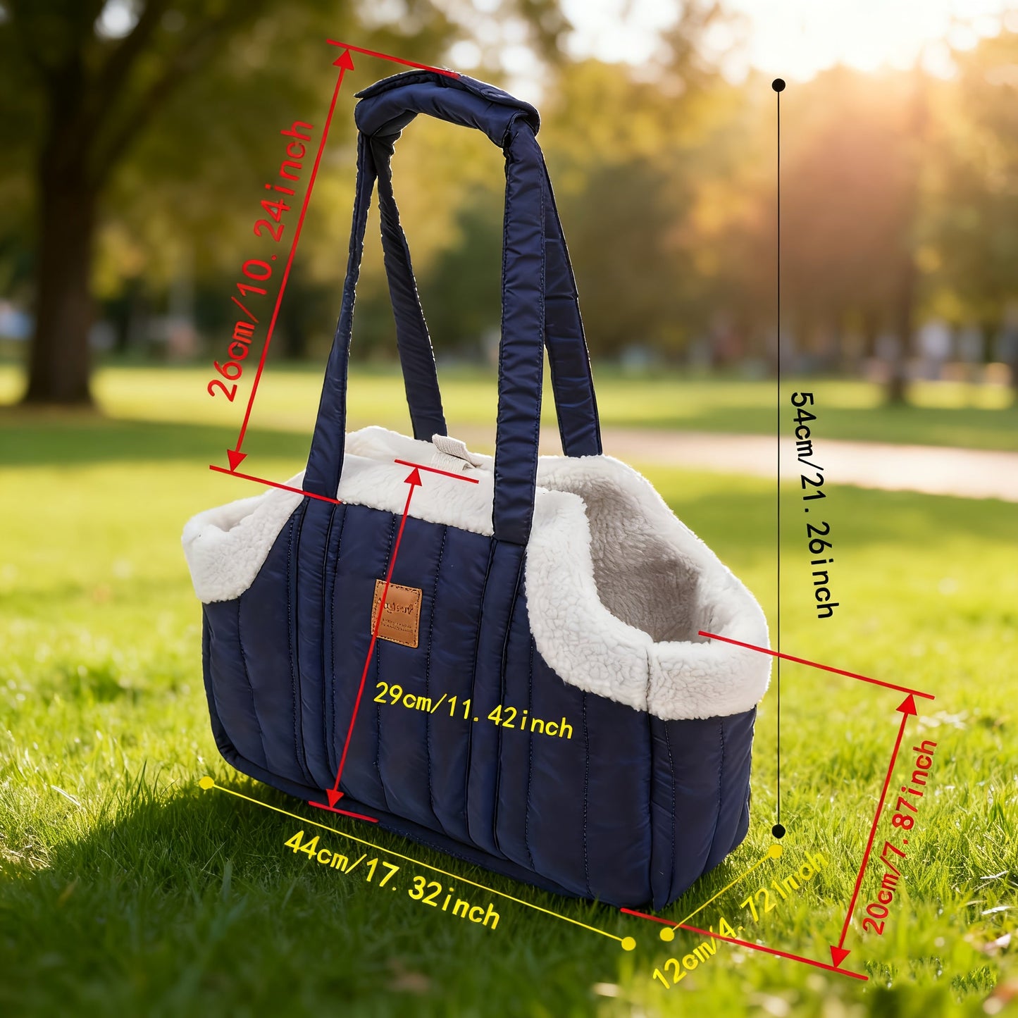Pet Carrier Handbag Winter Warm Soft-Sided Small Dog Cat Carrier Bag with Snap Closure, Cozy Outdoor Tote Bag for Cold Weather, Portable Pet Purse for Small Pets - Dark Blue Grey Green Beige Black Pink
