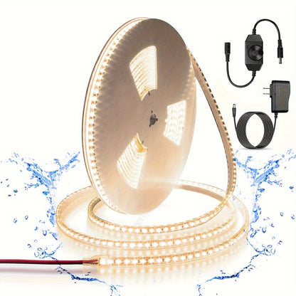 LED Strip Light 5m 2835 SMD with 600 LEDs, 12V Power, Inline Dimmer, White or Warm White and IP65 Label