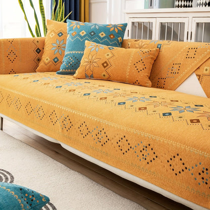 Sofa Cover Bohemian Geometric Panels for 1 to 4 Seats, Armrest or Backrest in Five Color Options