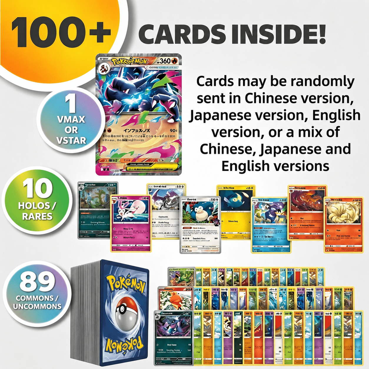 Trading Card Game 100- or 200-Card Character Assortment with Two Source Quantity Options and Mixed Artwork