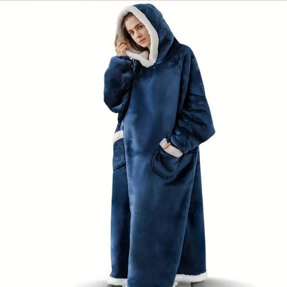 Wearable Blanket with Sleeves – Oversized Long Flannel Hoodie Sweatshirt Pullover for Women & Men, Giant TV Blanket, 2 Colors