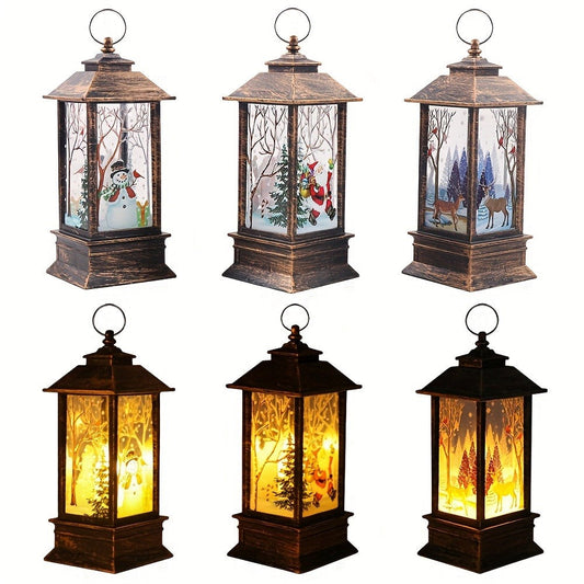 Christmas Lantern Candlestick Nightlight Set 3pcs – Santa Snowman LED Table Decoration Light Battery Operated Holiday Home Decor