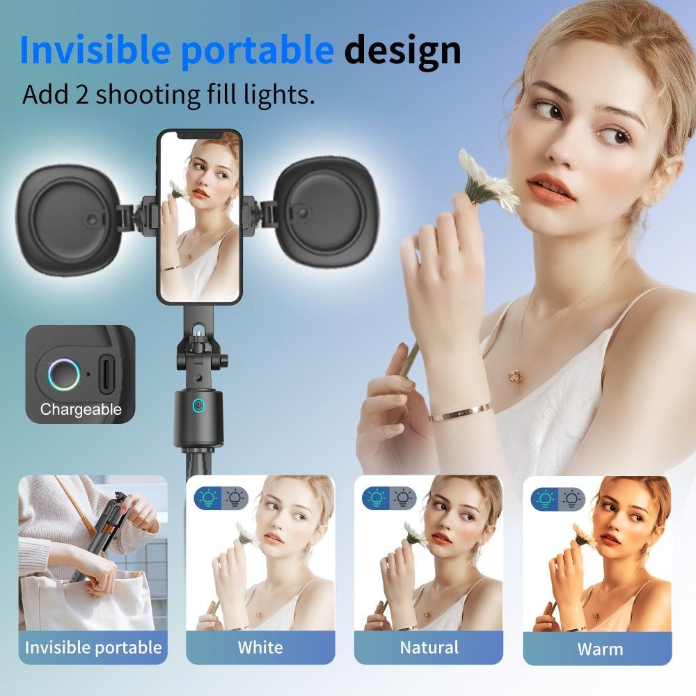 71 Inch AI Face Tracking Selfie Stick Tripod with Built-In Fill Lights & Wireless Remote – 360° Auto Rotating 2-in-1 Extendable Stand for iPhone Android, TikTok YouTube Live Streaming Fitness Vlogging