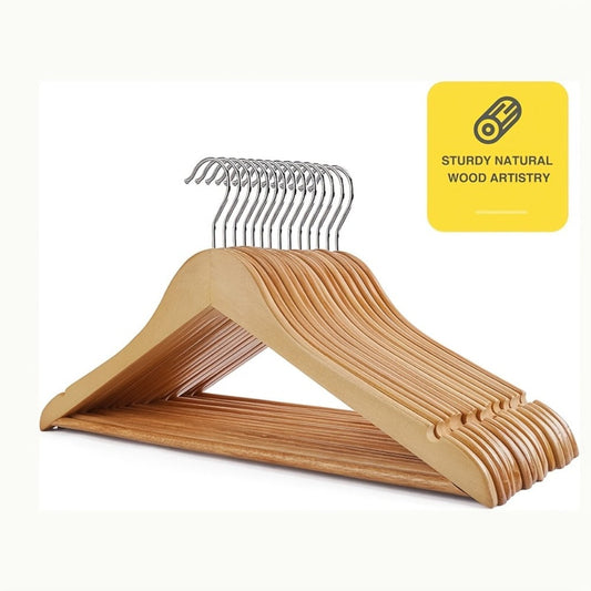 Solid Wood Clothes Hangers Heavy Duty – 10/20/30 Pack Champagne Sturdy Wooden Coat Hangers for Jackets, Dresses & Heavy Coats | Space-Saving Wardrobe Hangers for Home, Office & Hotel Closet Organization