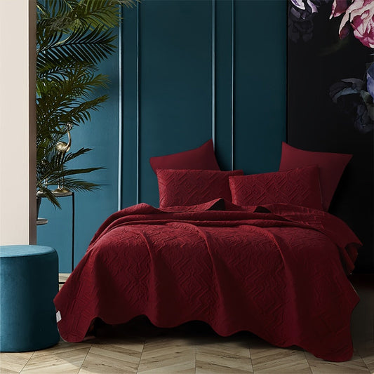 Bedspread Set 3 Piece Striped Rhombus Pattern Soft Breathable Bed Cover with 2 Pillowcases Lightweight Comforter Alternative Bedding Set for Bedroom Dorm Room