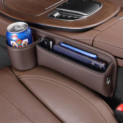 Seat-Gap Car Organizer with Cup Recess and Phone Storage in Four Color Pairs or Left-Side Black Pack