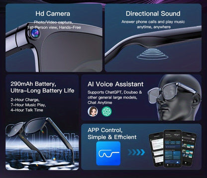 AI Camera Glasses 4K Recording & Real-Time Translation – 163 Languages, 8MP Wide-Angle FPV, 4GB Storage, Wireless Smart Glasses for Travel & Driving