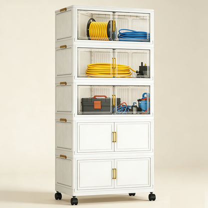 Modular Outdoor Storage Cabinet Rack with Casters, 4- or 5-Tier Sets and Dual-Tone or Clear Doors