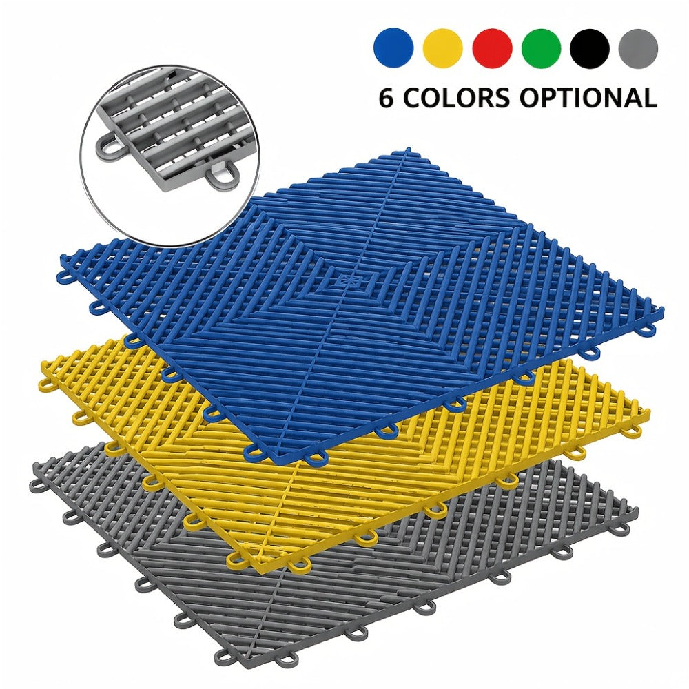 Garage Floor Tiles 25Pcs – Interlocking Plastic Mesh Spliced Floor Mats for Car Wash Auto Detailing Garage Flooring, 5 Colors Available