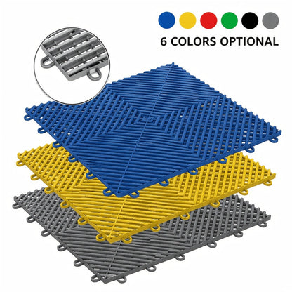 Garage Floor Tiles 25Pcs – Interlocking Plastic Mesh Spliced Floor Mats for Car Wash Auto Detailing Garage Flooring, 5 Colors Available