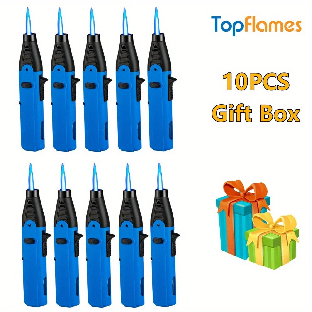 Long-Reach Torch Lighter Multipack with 10 or 15 Extended Igniters in Five Coordinated Body Colors