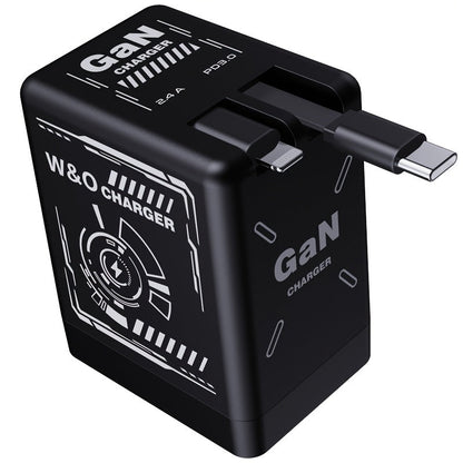 GaN Wall Charger 120W Fast with Retractable Built-In Cable & Foldable Plug – Compact Portable Travel USB-C Adapter for iPhone 17 16 15 14 Pro Max, Samsung Galaxy Ultra, Android Devices, 6 Colors