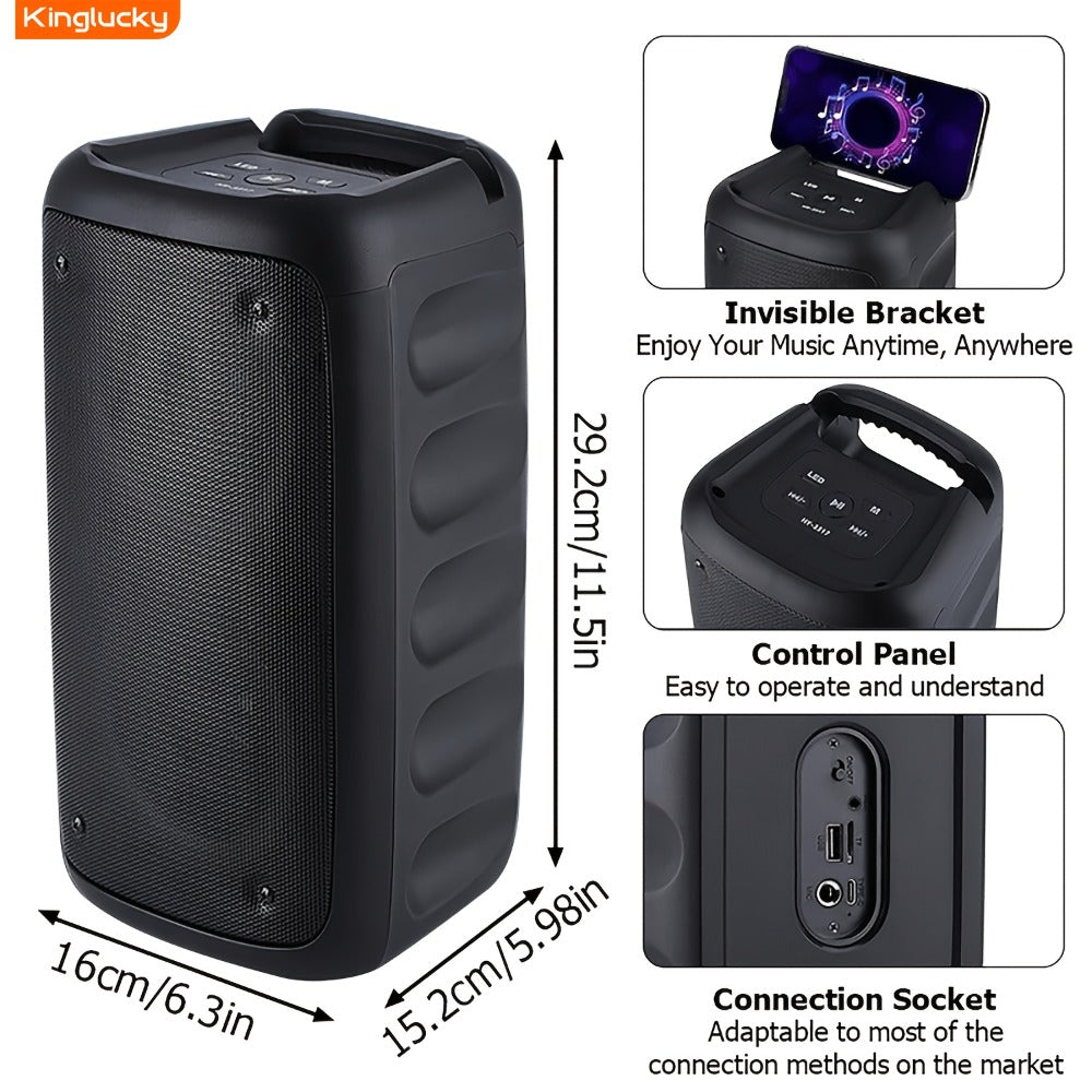 Karaoke Party Speaker with Disco Lights & Microphone Kinglucky, Portable Bluetooth Subwoofer Speaker for Outdoor Events Family Singing, TWS Stereo Pairing, TF/AUX/USB, Wireless Speaker for Parties Backyard Celebrations