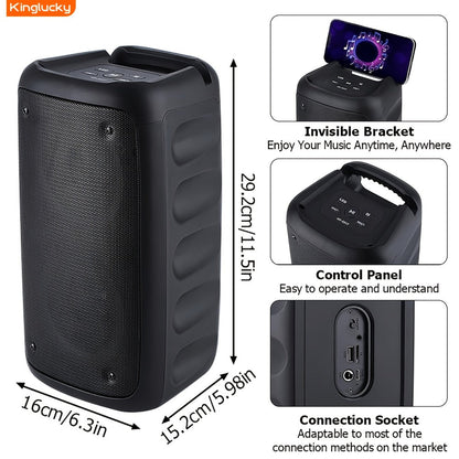 Karaoke Party Speaker with Disco Lights & Microphone Kinglucky, Portable Bluetooth Subwoofer Speaker for Outdoor Events Family Singing, TWS Stereo Pairing, TF/AUX/USB, Wireless Speaker for Parties Backyard Celebrations