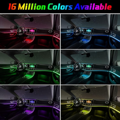 RGB Car Interior Lighting Kit 118" Fiber Optic USB App Control Music Sync Ambient Light Strip for Dashboard Door Decoration, Battery-Free Plug-and-Play Atmosphere Upgrade for Cars Trucks SUVs
