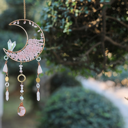 Dreamcatcher Moon Suncatcher Wall Hanging – Handmade Boho Wind Chime Pendant for Indoor Outdoor Garden, Courtyard & Party Decor – Christmas & Birthday Gift