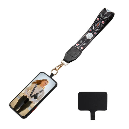 Phone Lanyard Crossbody Strap with Zipper Pouch, Beaded Charm and Five Exact Printed or Solid Styles