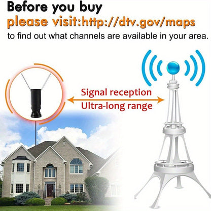 ClearTV TV Antenna with Dual Telescoping Rods, 4.9-Foot Coaxial Lead and Behind-Screen Mounting