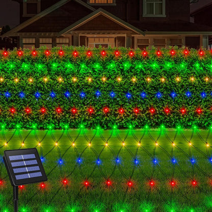 Solar Net Mesh Lights with Separate Panel, 100 to 360 LEDs and Three Colors for Outdoor Displays