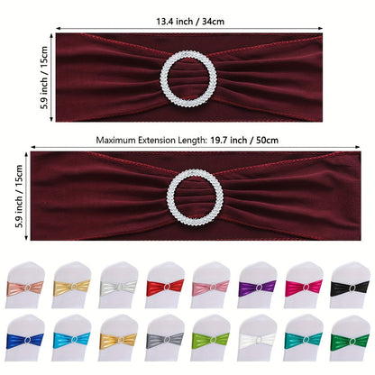 Chair Sashes for Wedding 100pcs Stretch Spandex Elastic Chair Sash Bands with Buckle for Dining Chairs Banquet Party Event Decor - Bulk Set Multiple Colors
