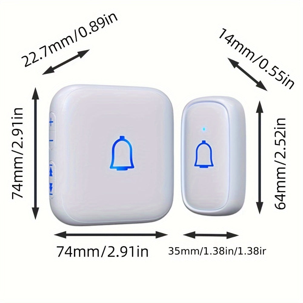 Long Range Doorbell Kit 1000ft - 115dB Loud Wireless Chime, 56 Melodies, 7 Volume Levels, Mute Mode, Battery Operated, 1 Button + 2 Plug-In Receivers, for Home Office Garage Elderly