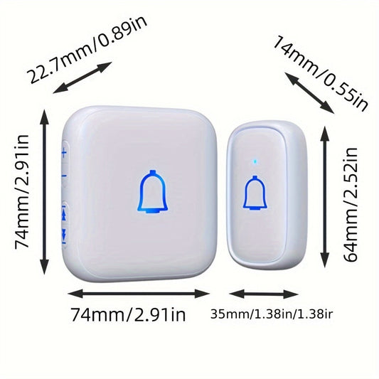 Long Range Doorbell Kit 1000ft - 115dB Loud Wireless Chime, 56 Melodies, 7 Volume Levels, Mute Mode, Battery Operated, 1 Button + 2 Plug-In Receivers, for Home Office Garage Elderly