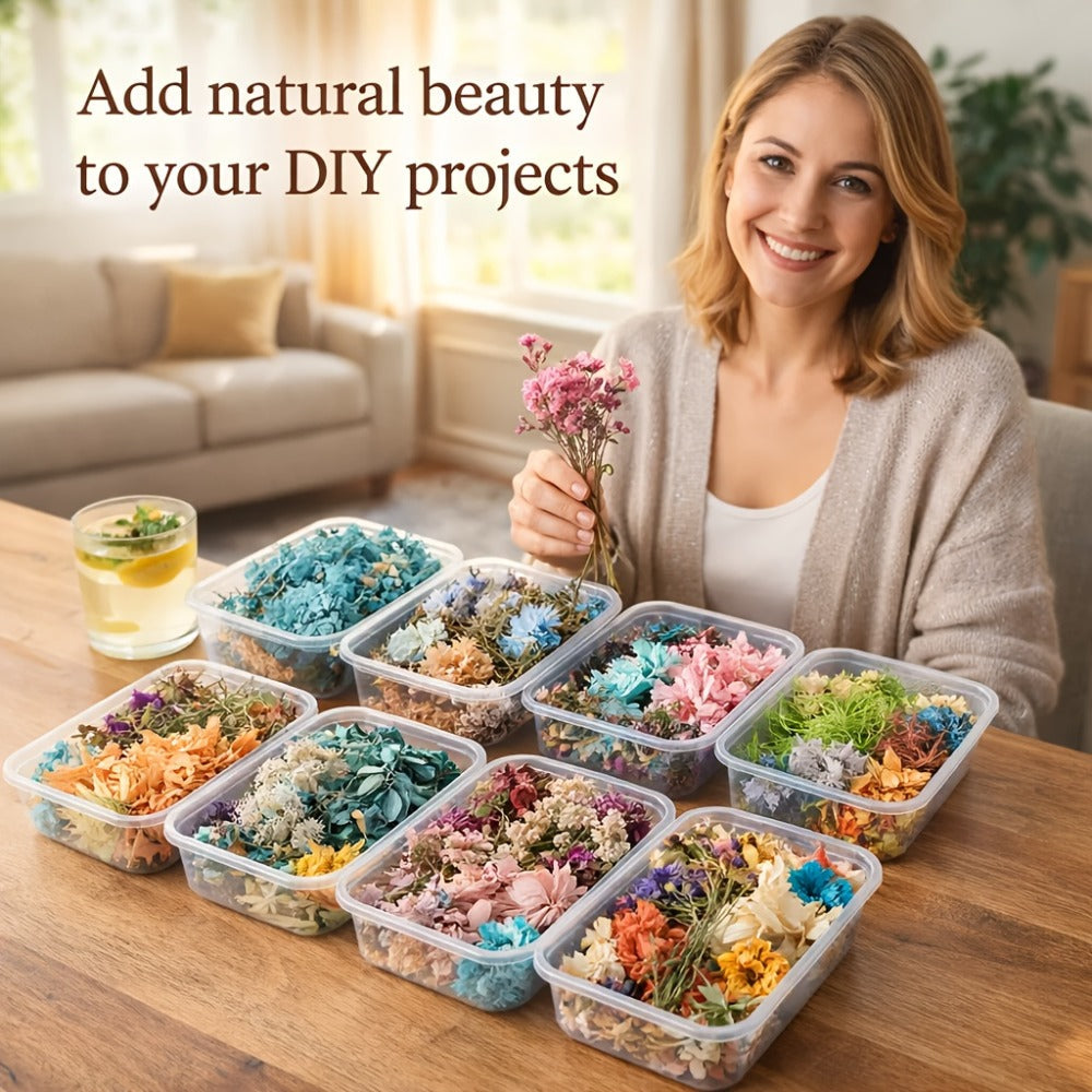 Four-Box Random Dried Flower Craft Set for Resin Jewelry, Candles and Cards with Mixed Color Assortment