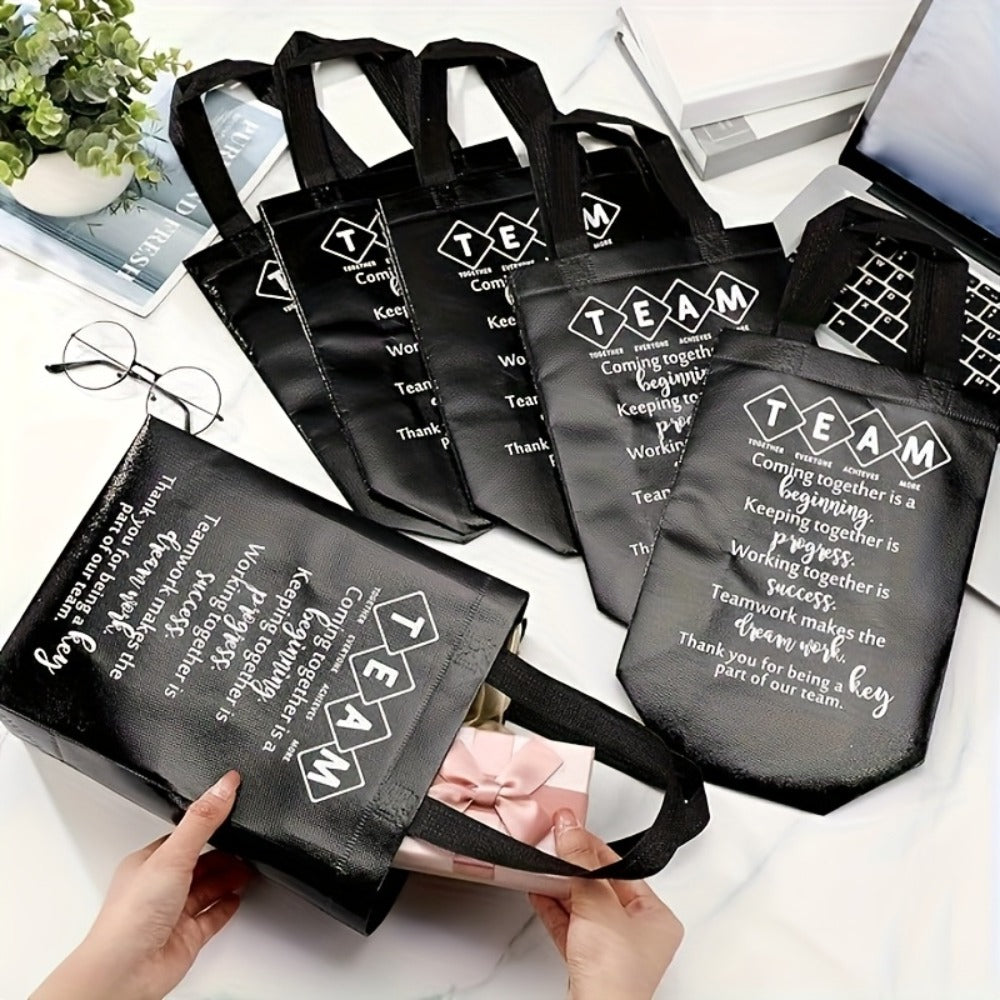 Gift Bag Set Employee Appreciation Print, 15 Random-Color Non-Woven Handle Bags in Ten Message Designs