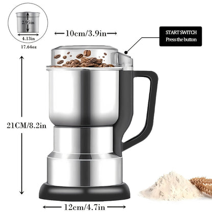 Electric Spice Grinder 300W, Multifunctional 304 Stainless Steel Coffee Bean Herb Seasoning Grain Grinder Machine for Kitchen