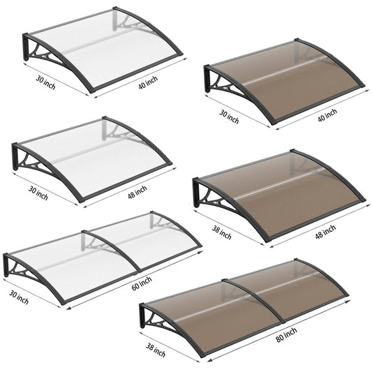 Window Awning Door Canopy Polycarbonate Overhang – UPF 50+ UV & Rain Protection, Leak-Proof Hollow Sheet, Weather-Resistant Outdoor Patio Awning for Doorways, Windows, Storefronts – Multiple Sizes & Colors