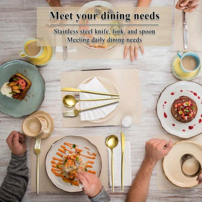 Gold Silverware Set 60 Pcs Service for 20 for Entryways, Bedrooms and Living Spaces, with the Listed Configuration