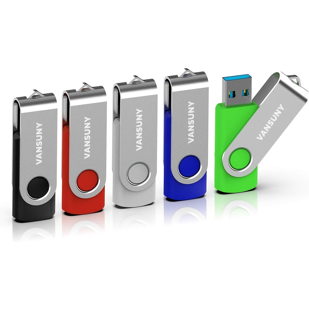 Rotary USB Flash Drive 5 Pack 5 Colors USB 2.0 Thumb Drive Memory Stick 4GB 8GB 16GB 32GB 64GB – Swivel Pen Drive Jump Drive Zip Drive for PC Laptop Mac Computer School Office