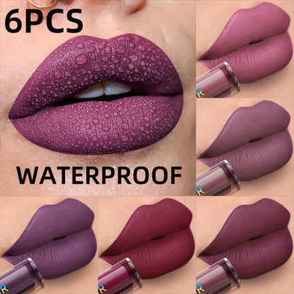 Matte Liquid Lipstick Set 6pcs Lip Glaze Long-Lasting Non-Sticky Non-Drying Colorfast Velvet Finish with Natural Scent Defines Lip Contour All-Day Wear Everyday Makeup Gift Set for Women