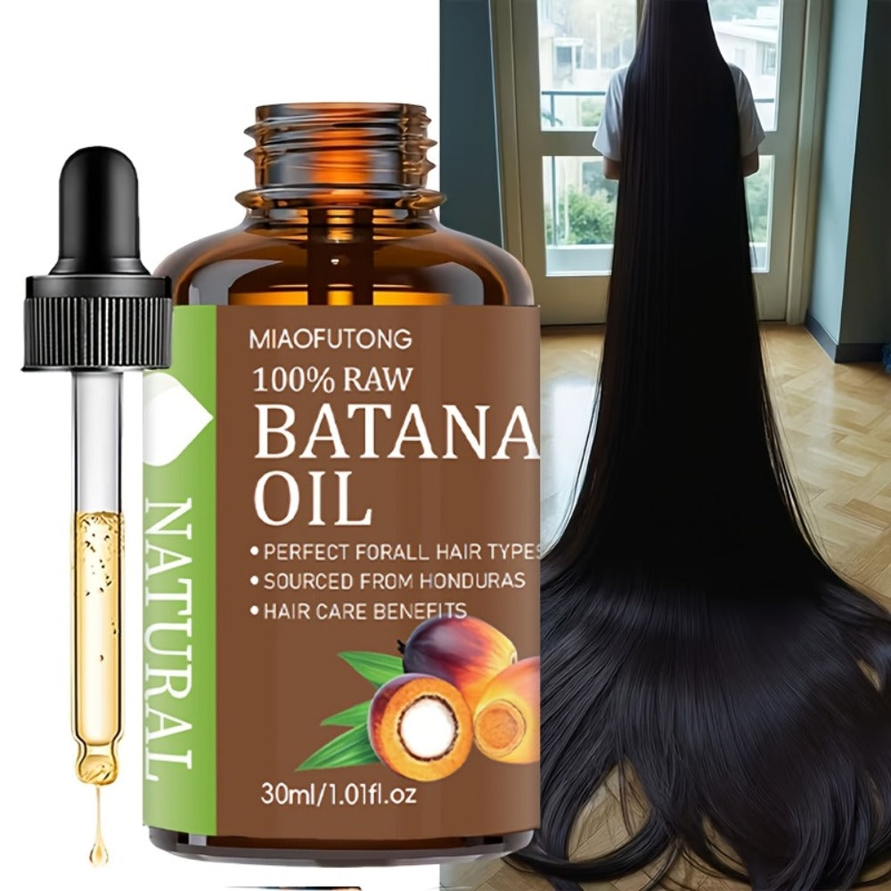 Hair Oil MIAOFUTONG Batana 30ml Amber Dropper Bottle with 1.01fl oz Label for Hair and Scalp Application