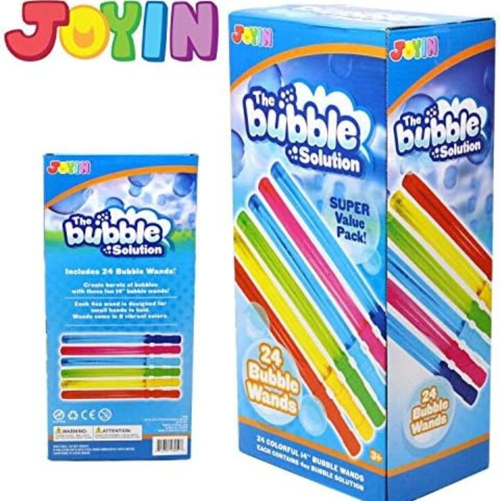 24-Pack Giant Bubble Wand Set with 14.6 Inch Wands in Six Colors for Outdoor Party Activities