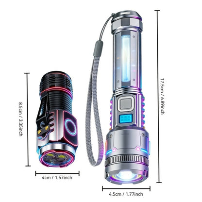 Flashlight Rechargeable 4-Piece Work Light Set with Zoomable Beams, Magnetic Bases and Two Body Styles
