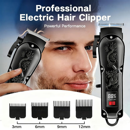 Hair Clipper Cordless Metal-Body Set with LCD Battery Display and Single or Two-Piece Color Options