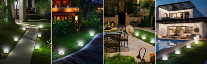 Solar Ground Lights 8 Pack 8-LED - Ultra Bright Semi-Recessed Outdoor Floor Lights for Garden Pathway Driveway Deck Staircase Pool, Warm White Dusk to Dawn Solar Step Lights Weatherproof