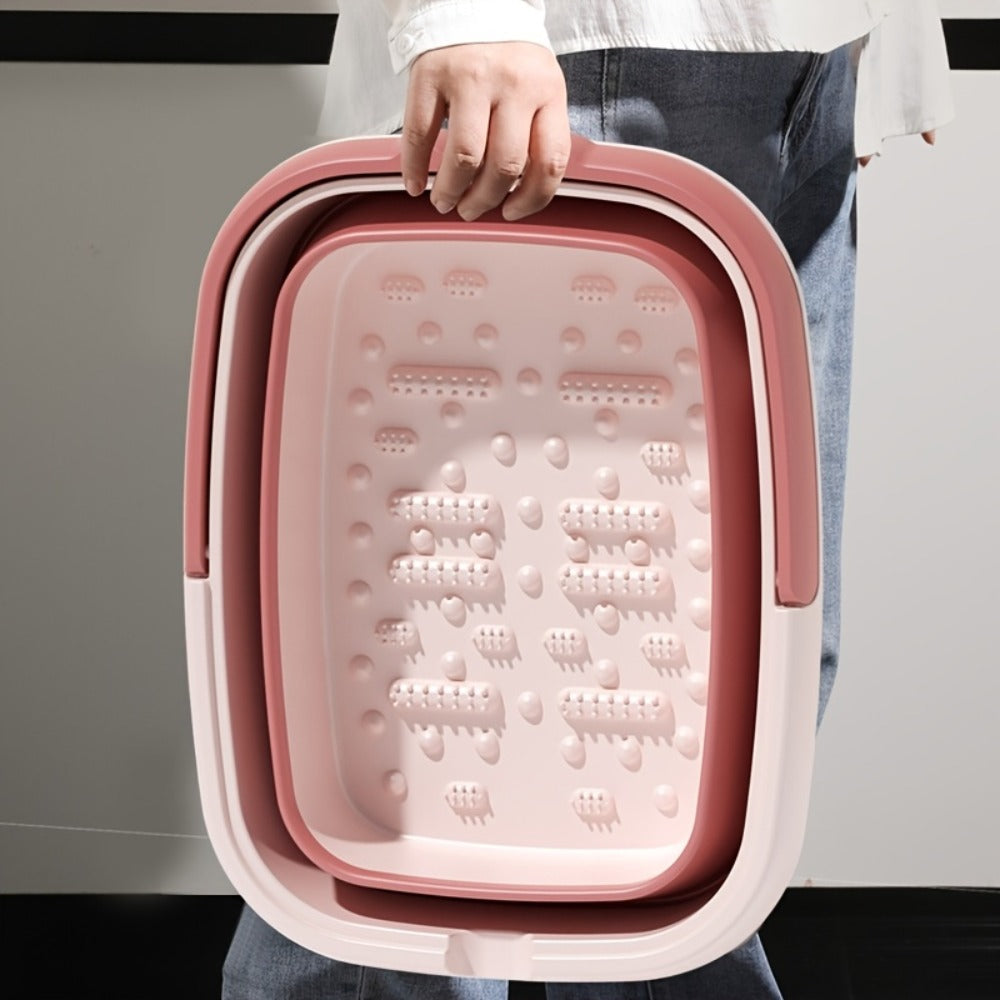Collapsible Foot Soak Basin with Carry Handle in Protected Folding Green or Folding Pink Styles