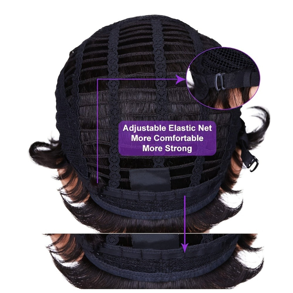 Synthetic Wig 6-Inch Short Straight Style with Rose Net Cap in Six Brown-Black Color Codes