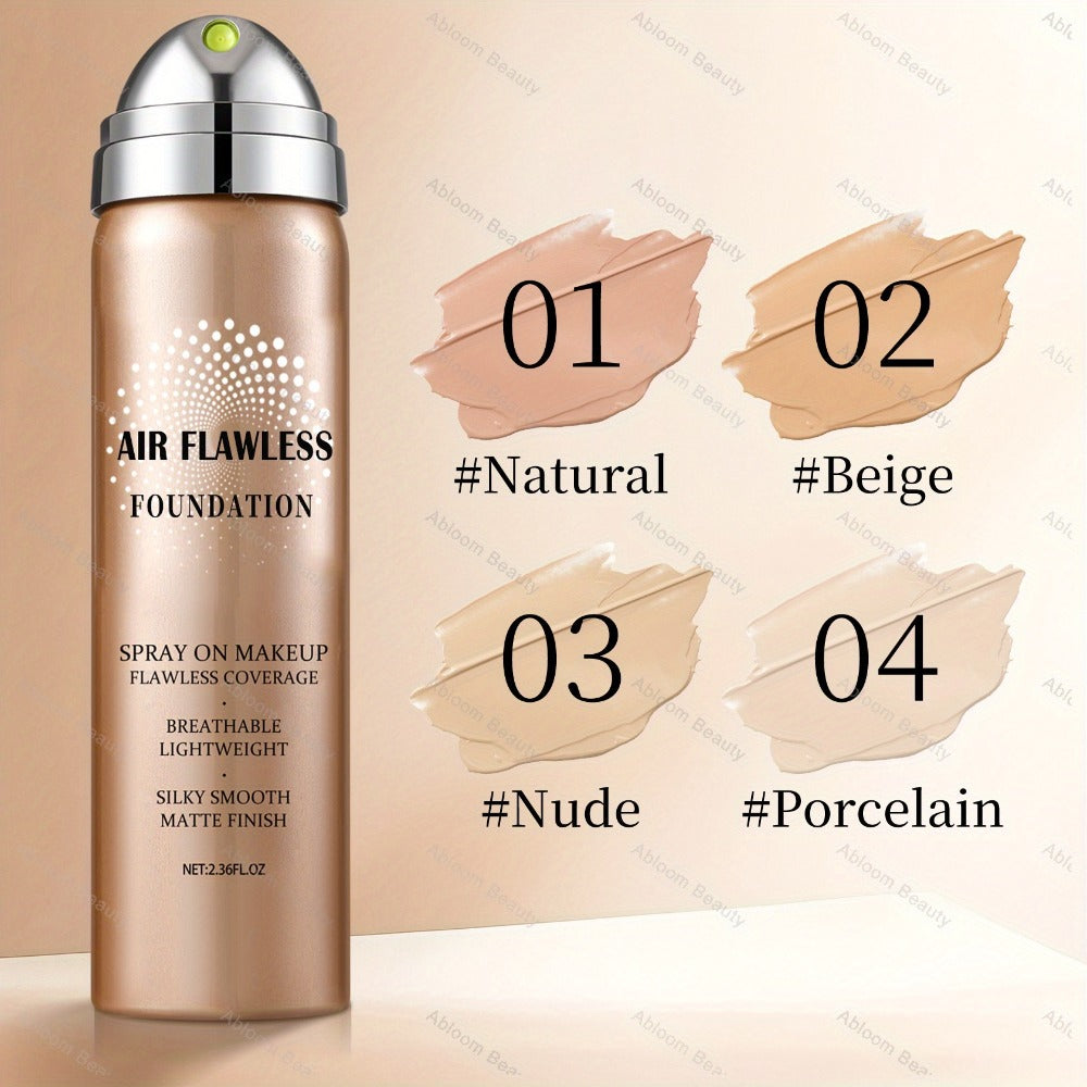 Spray Liquid Foundation and Flat-Top Brush Set with Matte Finish and Eight Numbered Shades